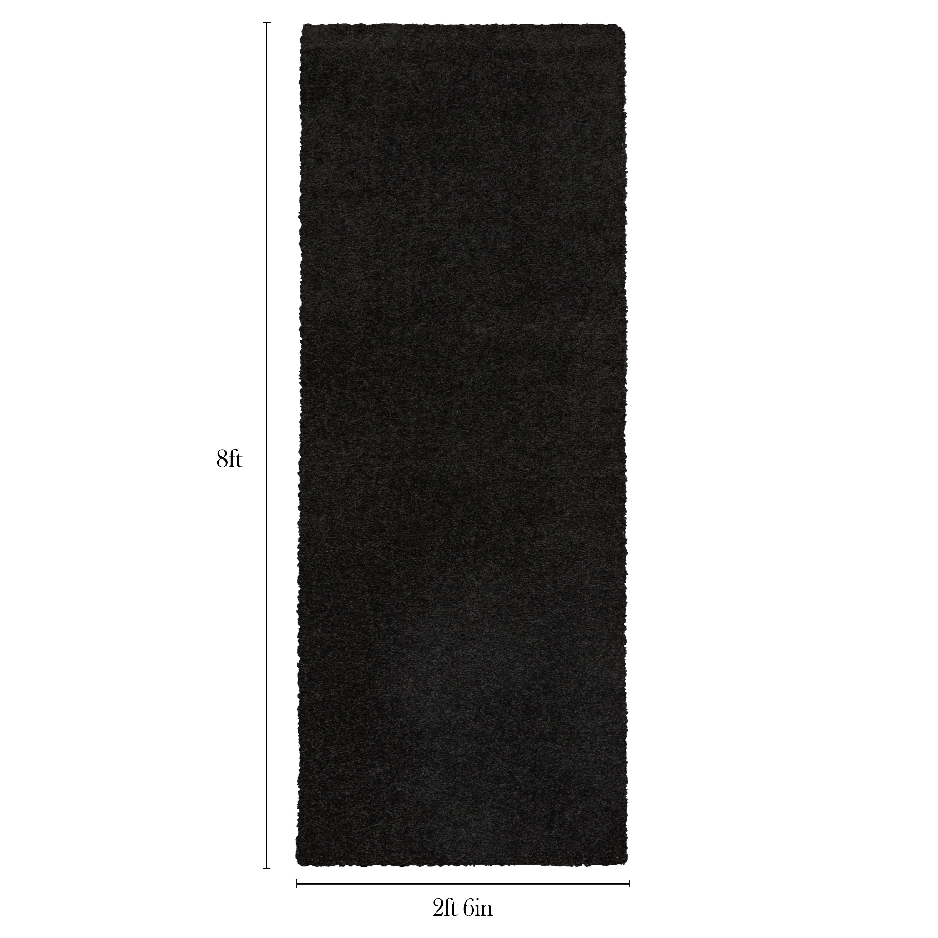 Mainstays Solid Shag Indoor Runner Rug, Black, 2 ft 6 in x 8 ft