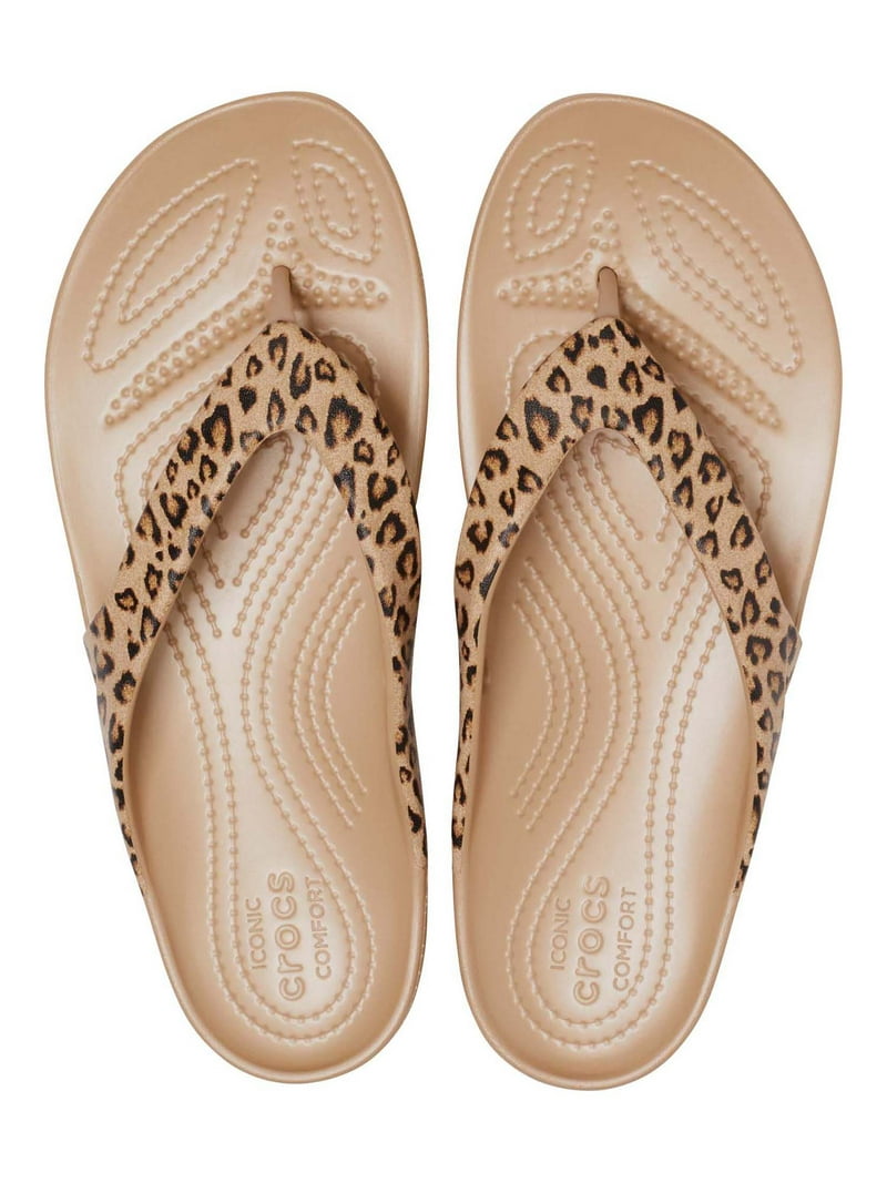 Crocs Women's Kadee II Leopard Printed Flip Flop Sandals