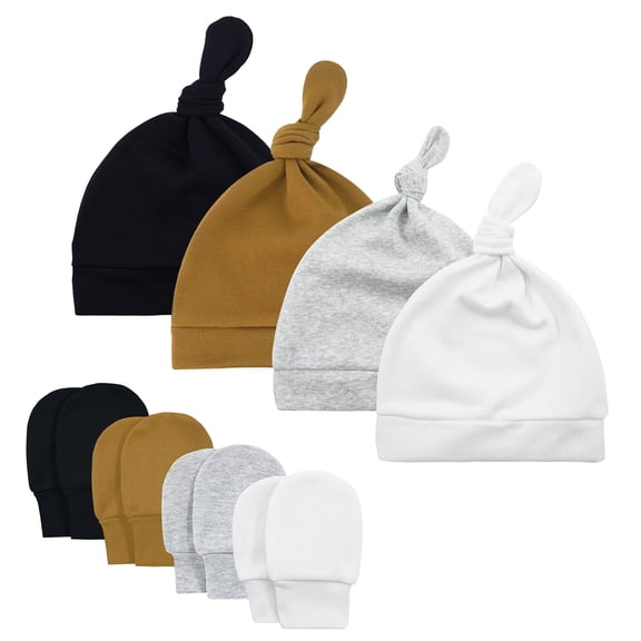 American Trends Baby Hats 0-6 Months Toddler Hat and Mittens for Newborn Baby Girls Baby Beanie Cotton Cap Black; Light Coffee; Grey; White 0-6 Months