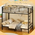 thumbnail image 5 of IVV Twin Over Twin Size Metal Bunk Bed with Side Built-in Ladder, Heavy-Duty Steel Frame, Full-Length Safety Guardrails, Space-Saving Design, Black, 5 of 9