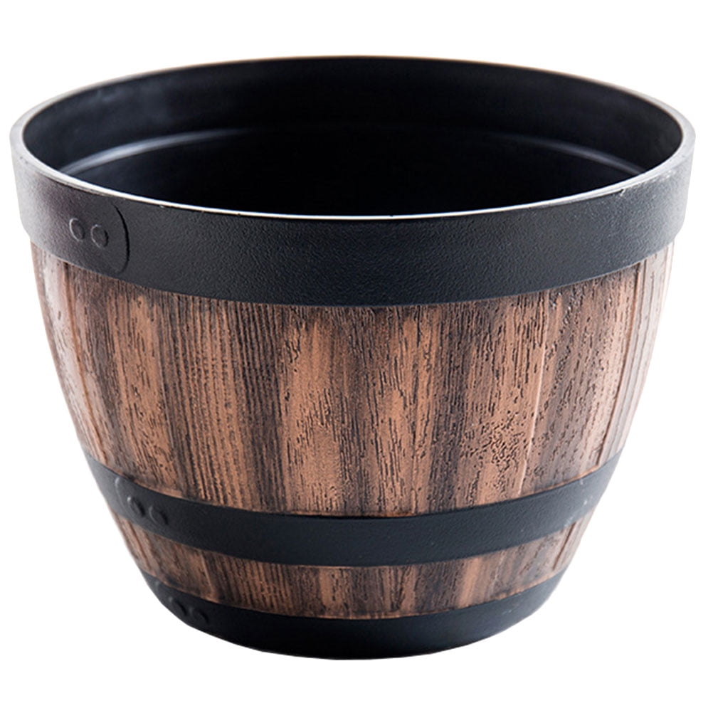 TUIBELYN Imitation Wooden Planter Vintage Large Capacity Plastic Flower Pot for Garden Yard