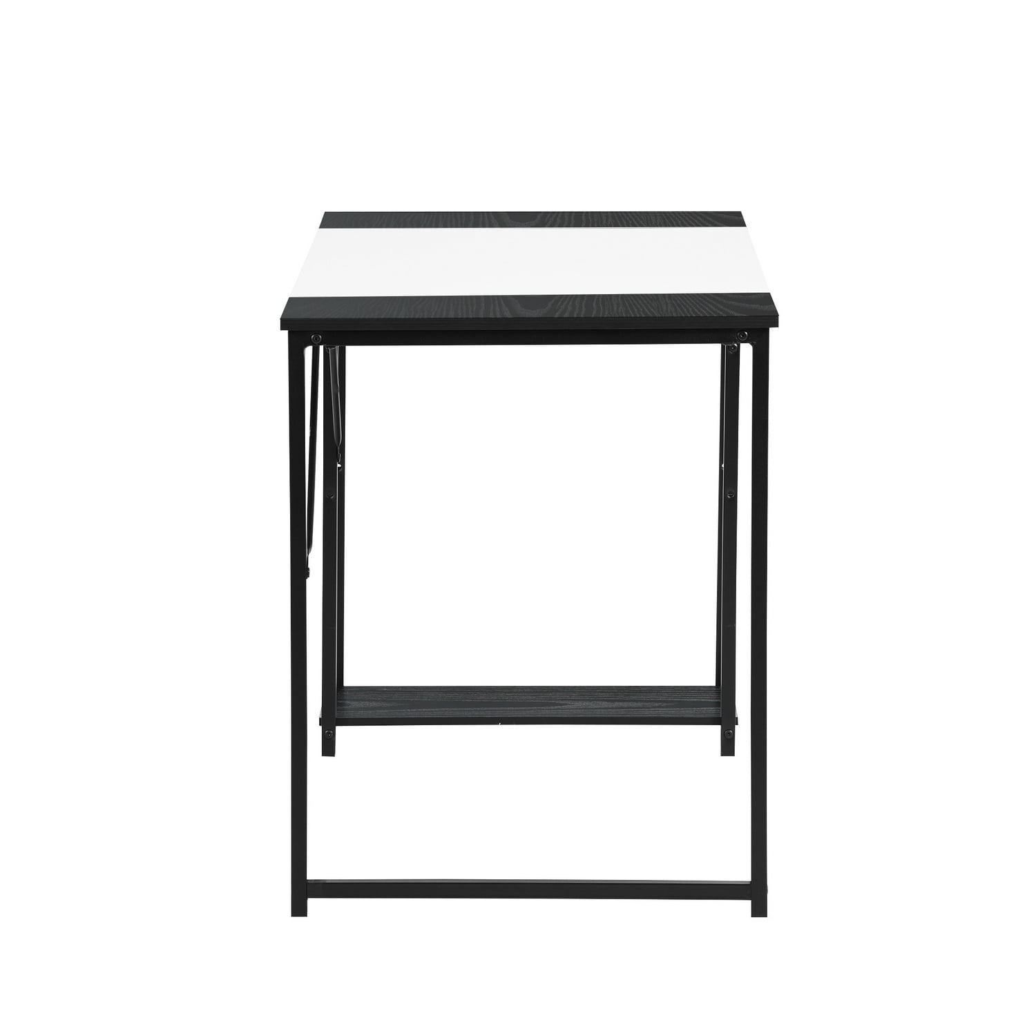 47.2" Modern Computer Desk with 2-Tier Storage Shelves, Metal Frame Waterproof Writing Workstation, Space-Saving Study Table for Home Office Bedroom
