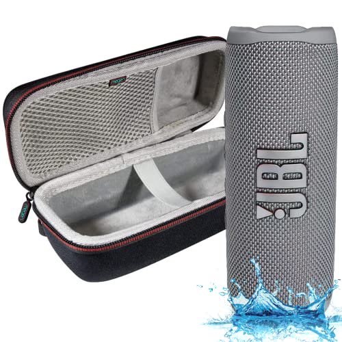 JBL Flip 6 - Altavoz Bluetooth portátil resistente al agua, sonido potente y graves profundos, resistente al agua IPX7, 12 horas de reproducción con estuche rígido Megen - Gris