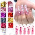 thumbnail image 1 of ZHAOCHENG Pegatinas para decoración de uñas con forma de corazón en 3D, calcomanías con purpurina, lentejuelas para uñas con forma de corazón, suministros para uñas con láser, copos brillantes para uñ, 1 of 5