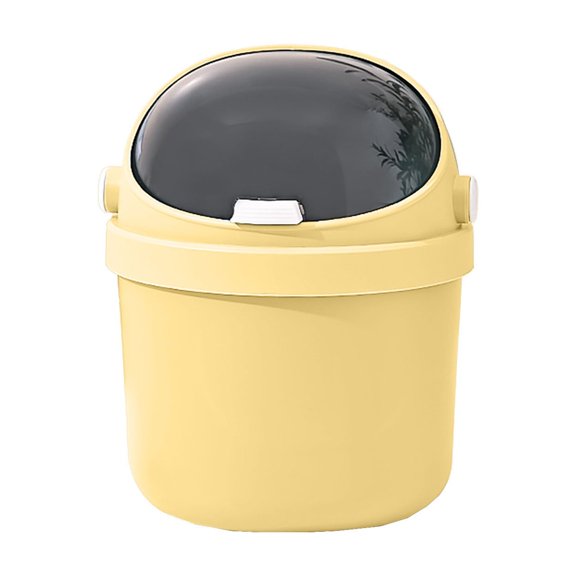 Elainilye Bathroom Trash Can, 1.3 Gallon Cute Small Trash Can, Office Garbage Can, Mini Trash Can for Living Room, Toilet, Bedroom, Small Plastic Garbage Bin, Yellow