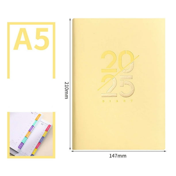 XWSHYW Herramientas para El Hogar Calendario Inglés 2025 Calendario Diario A5 En Cuero Suave En Inglés