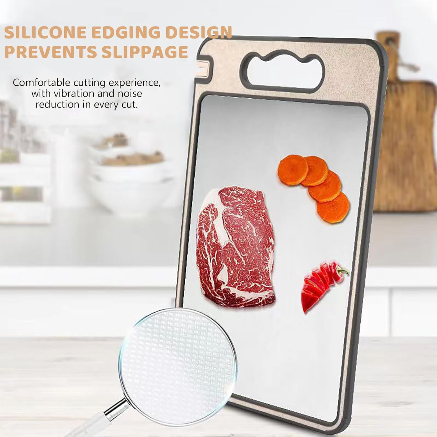 14.3" x 9.8" Titanium Cutting Board with Built-In Knife Sharpener, Double-Sided Durable Surface with Juice Groove, Easy-Clean Kitchen Chopping Board (Titanium + Wheat Straw)