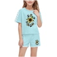 thumbnail image 3 of BXSRUTA Boys and Girls 2 Piece Outfit Sets Soft Breathable Summer Casual Round Neck Short Sleeve T-Shirt with Elastic Waist Shorts, 3 of 8
