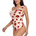 thumbnail image 2 of Easygdp Red Ladybug Women's One Shoulder Ruffle Monokini Bathing Suits with Removable Chest Pad, Quick Drying - Small, 2 of 8