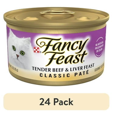 (24 pack) Purina Fancy Feast Classic Pate Kitten Food, Wet Cat Food, Tender Beef & Liver Feast, 3 oz Can