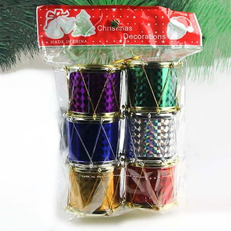 AkoaDa Colorful Glitter Mini Drum Christmas Tree Ornaments, Christmas Mini Drums Xmas Tree Hanging Decoration Pendant Christmas Holiday Wedding Party Decor Musical Instrument Christmas