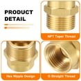 thumbnail image 3 of Uxcell 2Pcs Accesorio de Tubería de Latón, Adaptador de Niple Hexagonal de 1/2" NPT hembra x 3/4" G macho de 1/2" a 3/4", Dorado, 3 of 6