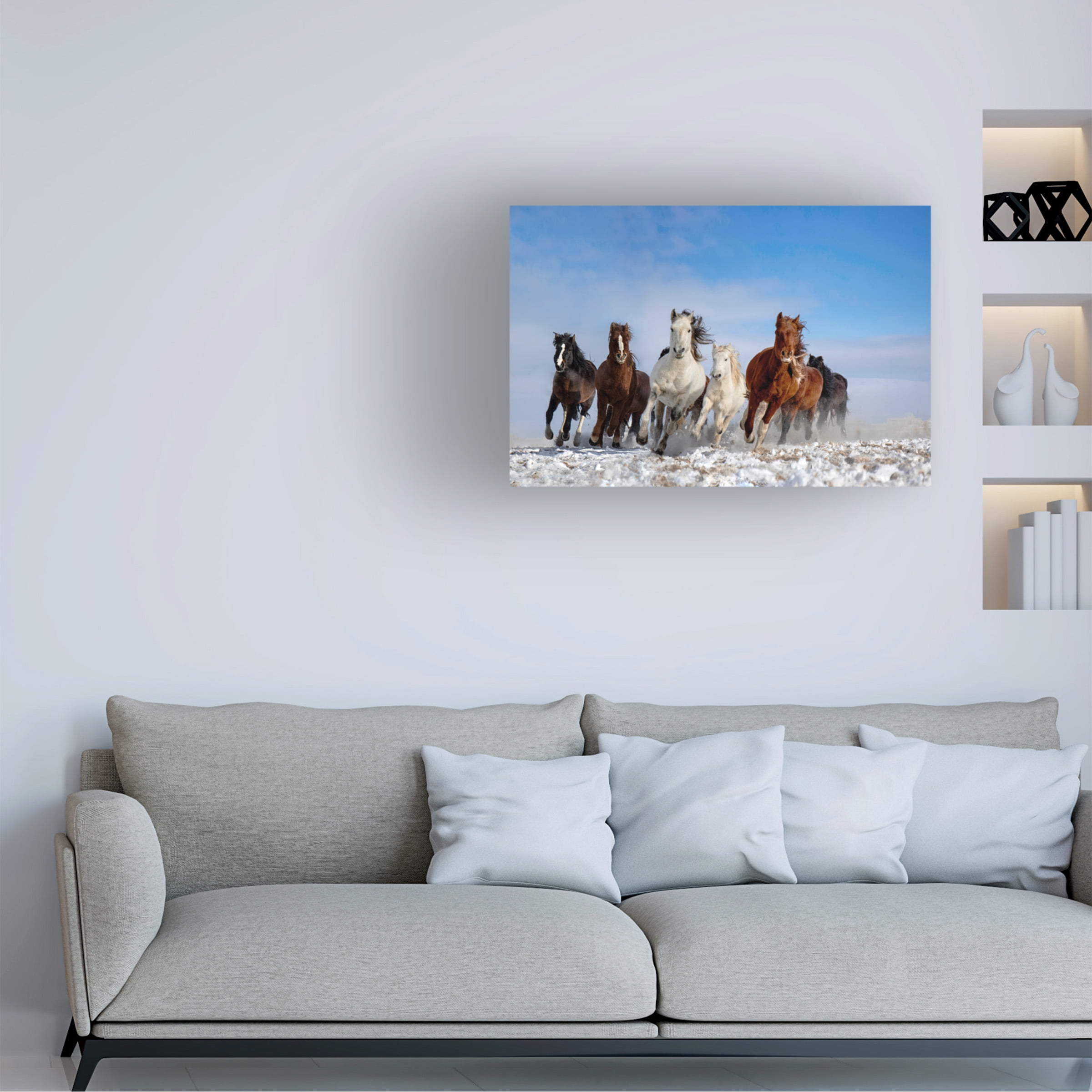 Libby Zhang 'Mongolia Horses' Canvas Art