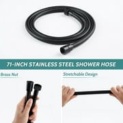 G-Promise High Pressure Dual Shower Head, with 8 function settings and 71 Inch Stainless Steel Flexible Hose (matte black)