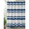 thumbnail image 2 of Navy Blue Shower Curtain, and Gray Stripe Contrast Minimalist Modern Art Waterproof Shower Curtain Set with 12 Hooks Lightweight Washable Fabric Shower Curtains for Bathroom 72x84 Inches, 2 of 6