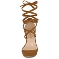 thumbnail image 3 of Women's Clear Platform Lace Up Chunky Heels Sandals Brown US 7.5/UK 5.5/EU 38, 3 of 7