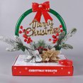 thumbnail image 6 of Cheapark Christmas Wreath With Bow Ribbon, Simulated Red Pines Needles And Lights Battery Powered, LED Warm Light Garland Party Supplies Housewarming Gifts Door, 6 of 6
