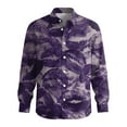 thumbnail image 5 of Fgvctg Long Sleeve Shirts for Men V Neck Button Down Blouse Collared Oversized Date Day Love Heart Print Shirts Dressy Business Casual Outfits Dark Purple M, 5 of 5
