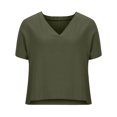 thumbnail image 4 of lmcalzta Plus Size Tees T Shirts for Women Crew Neck Summer Tops Lace Short Sleeve Blouses Solid Color, 4 of 6