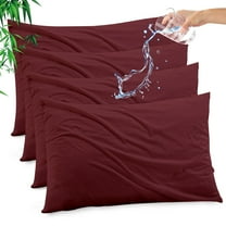 GOGREEN Waterproof Pillow Protectors with Zipper - King Size Cooling Bamboo Rayon Pillow Case Cover, Bed Bug Pillow Cover, Zippered Plastic Pillowcase (4 Packs, King 20"x36")
