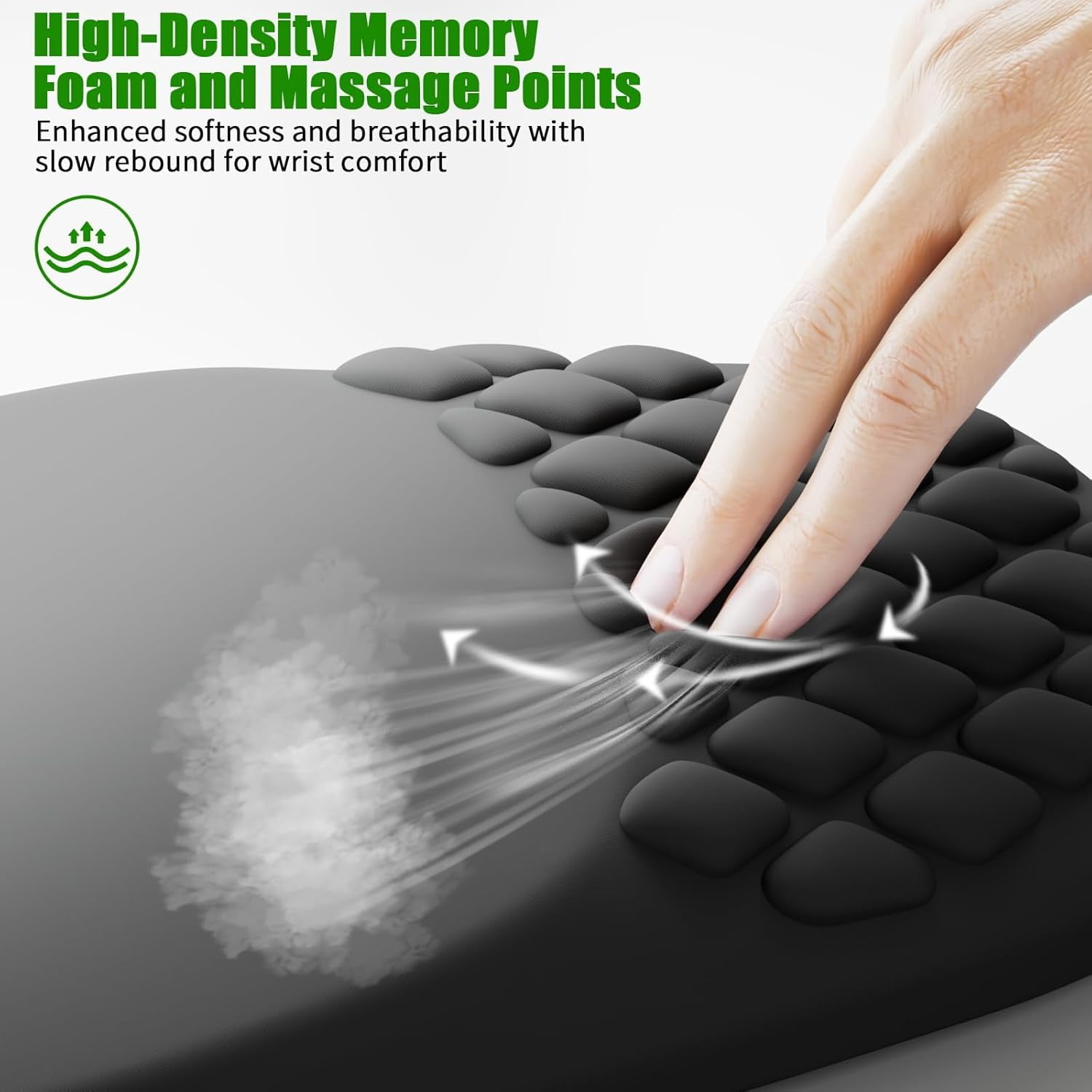 Ergonomic Mouse Pad with Wrist Support, Wrist Rest Pain Relief Mousepad Memory Foam & Non-Slip PU Base for - Gaming, Office and Home (Black)