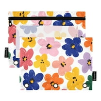 ALAZA 2 Pack Pencil Pouch Cute Flowers Pencil Case for 3 Ring Binder Clear Window Pencil Bag Organizers