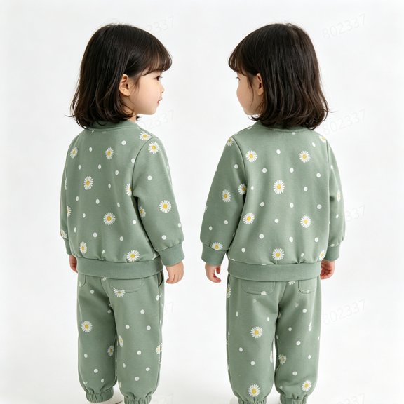 KEXE Baby Girls Print Sweat Set Round Neck Loose Pullover Top Elastic Waist Jogger Trousers