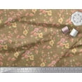 thumbnail image 2 of Soimoi Brown Rayon Fabric Leaves & Azalea Floral Decor Fabric Printed Yard 56 Inch Wide, 2 of 3