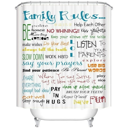 Boyouth Funny Family Rules Letter Pattern Digital Print Bath Shower Curtains for Bathroom Decor,Polyester Waterproof Fabric Bath Curtain with 12 Hooks,35x70 Inches,Multicolor | Walmart Canada Boyouth Funny Family Rules Letter Pattern Digital Print Bath Shower Curtains for Bathroom Decor,Polyester Waterproof Fabric Bath Curtain with 12 Hooks,35x70 Inches,Multicolor | Walmart Canada
