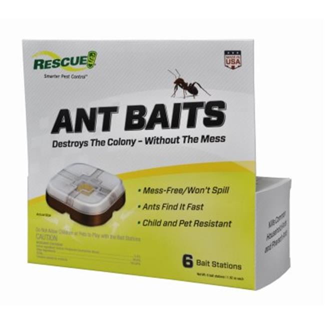 Rescue! Indoor Outdoor Ant Killer Bait Station, 6 Pack