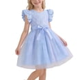 thumbnail image 5 of Miluxas Girl Tulle Dress Summer Ruffle Sleeveless Girl Casual Dresses Light Blue 6-7Years, 5 of 7