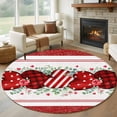 thumbnail image 2 of Round Rugs 8 Ft, Valentine's Day Non Slip Area Rugs for Kitchen Bedroom Entryway, Red Checked Love Eucalyptus Striped Washable Carpet Runner Rug Floor Mats for Bedroom Home Decor, 2 of 9