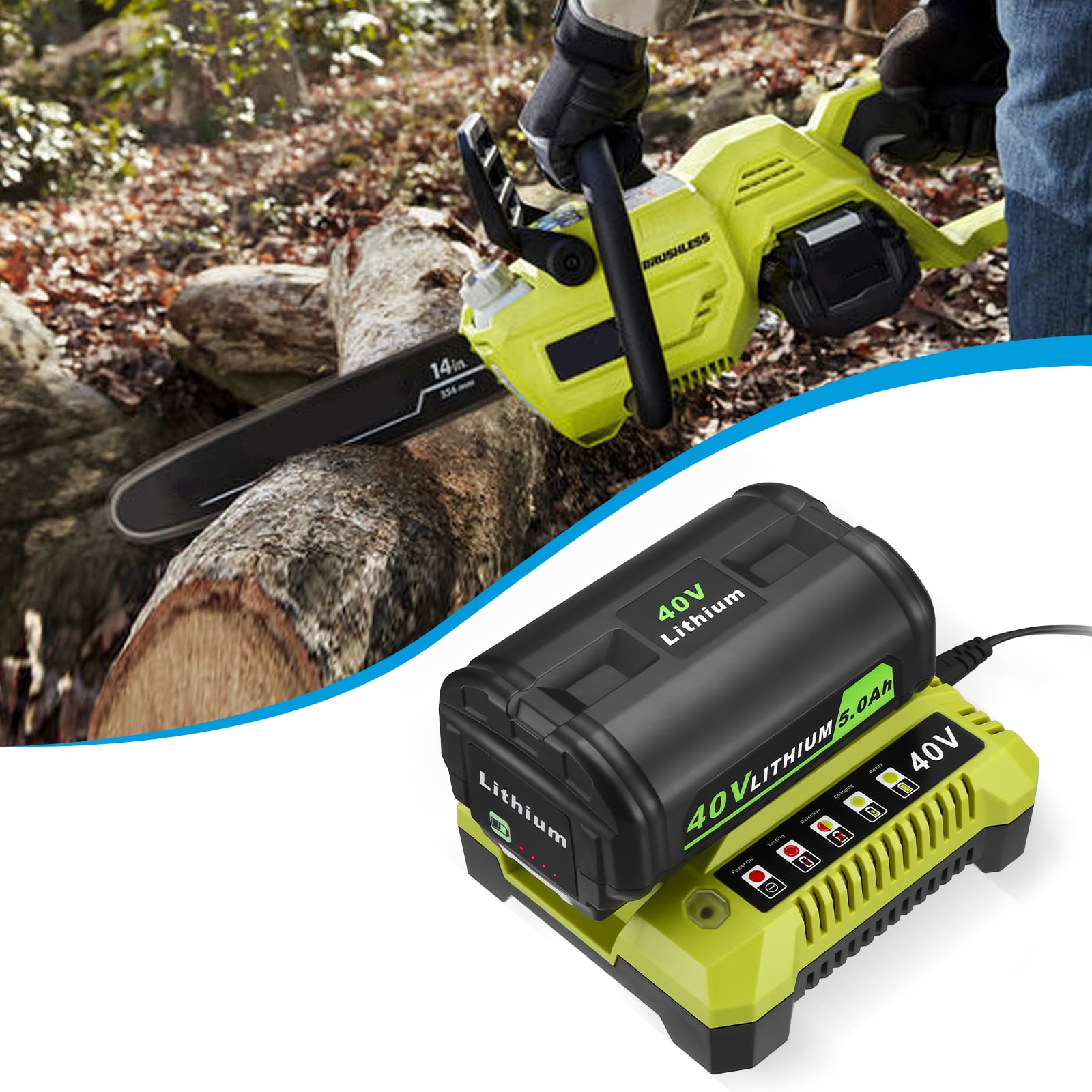for Ryobi 40V 6.0Ah Power Tool Battery for Ryobi 40 Volt Tools