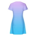 thumbnail image 4 of Sakmal Blue Casual Summer Dresses for Women Mid-Length Crew Neck with Pocket Short Sleeve Gradient Loose Fit Basic Shift Dress, 4 of 5
