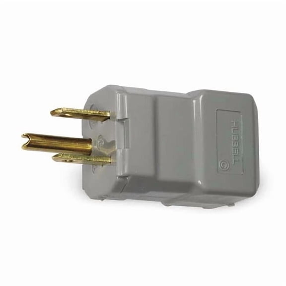 15A Commercial Grade Straight Blade Plug, Gray; NEMA Configuration: 5-15P