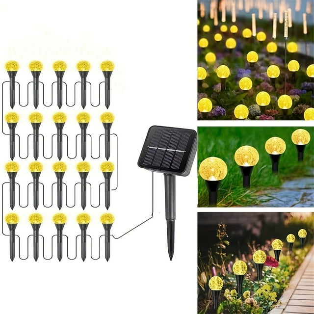 EGNMCR Outdoor Lights Garden Light 1 Drag 20 LED Solar Lamp Solar Garden Lights Warm Lamp RGB Color Changing Lamp For Yard/Walkway/Patio Decor Solar Light