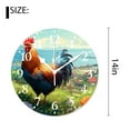 thumbnail image 2 of 14 Inch Wall Clock Battery Operated Silent Clock Decorative for Office, Kitchen, Outdoor, Living Room，Rooster in Rural Chicken Elegant Design, 2 of 4