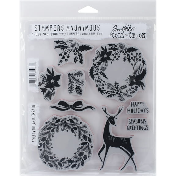Tim Holtz Cling Stamps 7"X8.5"-Styled Woodlands, Pk 1, Tim Holtz/Art Gone Wild