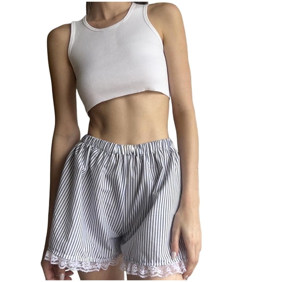Bermuda Shorts for Women Cute Soft Plaid Print Button Front Pajama Bottoms Sleepwear Summer Flowy Shorts S-XL