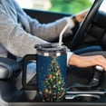thumbnail image 6 of 40 oz Insulated Tumbler with Handle, Leak-Proof Straw Lid, Stainless Steel Travel Mug for Car & Road Trips - Christmas Tree Background, 6 of 6