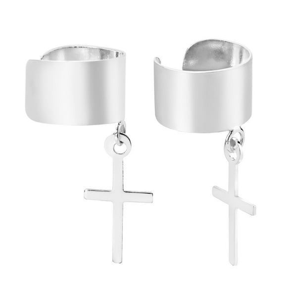 Meaningful Devotion Cross .925 Sterling Silver Ear Cuff Earrings