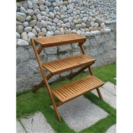 Vifah V499 Outdoor Acacia Three Layer Plant Stand With Teak Finish Vifah V499 Outdoor Acacia Three Layer Plant Stand With Teak Finish