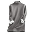 thumbnail image 2 of IMENGL Mock neck pullover thermal shirts for women, Gray L, Size M-3XL, 2 of 7
