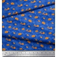 thumbnail image 3 of Soimoi Blue Japan Crepe Satin Fabric Leaves & Orange Fruits Printed Craft Fabric by the Yard 42 Inch Wide, 3 of 3