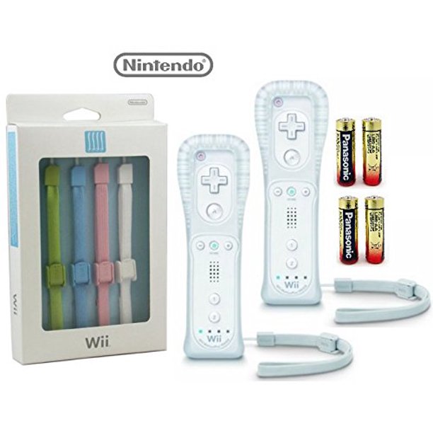 Wii WiiU 5 Strap Color Pack Set and (2) White Controllers Bundle