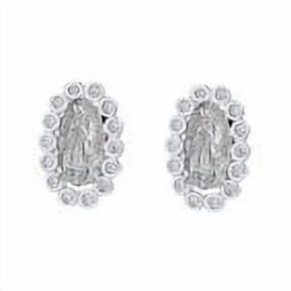 Sterling Silver Miraculous Mary Earrings with crystals