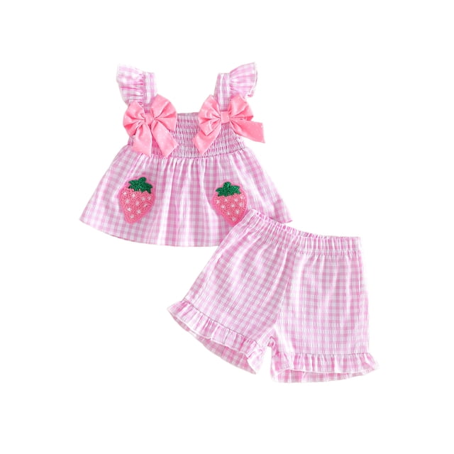 Toddler Baby Girl Summer Clothes Watermelon Print Tank Tops Ruffle Cuffs Shorts 2Pcs Sweet Outfit