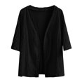 thumbnail image 3 of Plus Size Womens Crochet Cardigan Short Sleeve,Cropped Open Front Summer Sweater Lightweight Shrug,Boho Knit Cover Up with Wavy Cuffs for Casual Daily Wear Black XL, 3 of 3