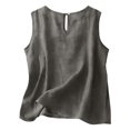 thumbnail image 3 of idosla Cotton Linen Tank Tops for Womens Comfy Lounge Wear Summer Sleeveless Crewneck Shirt Casual Blouse Loose Fit Cami (Dark Gray, 3XL), 3 of 7