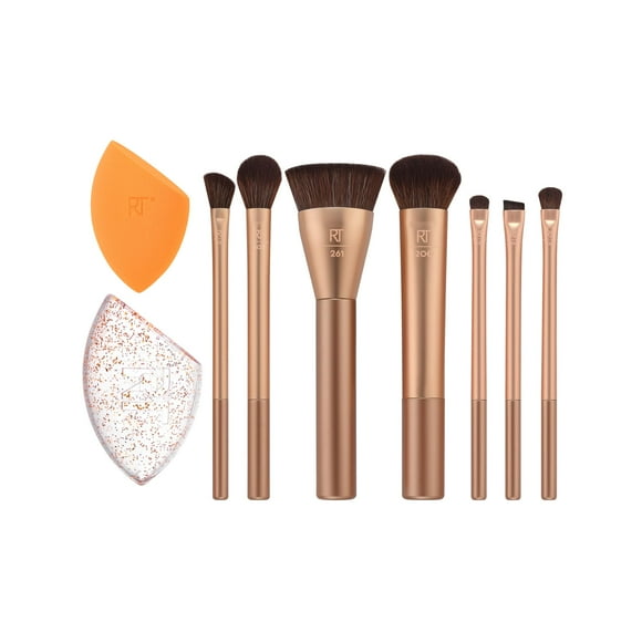 Set de brochas de maquillaje Real Techniques envuelto en brillo, 9 piezas